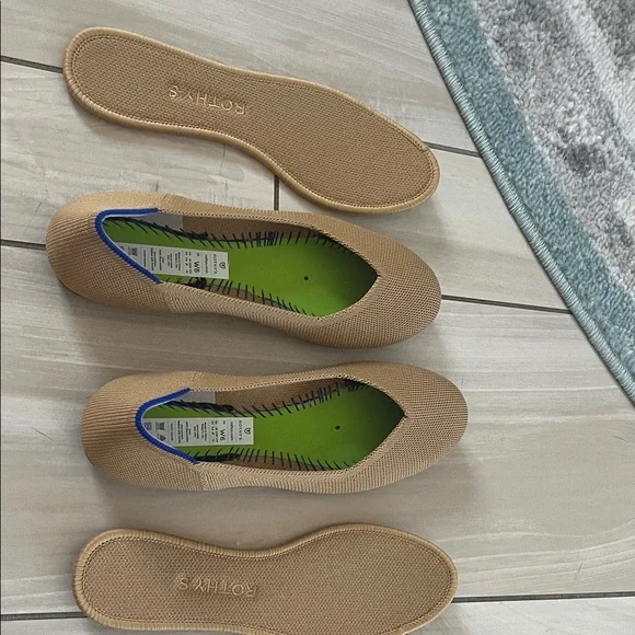 Rothy's Tan and Blue Flats - Picture 12 of 12